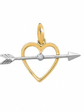 14K Gold Diamond Heart Pendant Necklace | Arrow Love Necklace 0.02 CTW